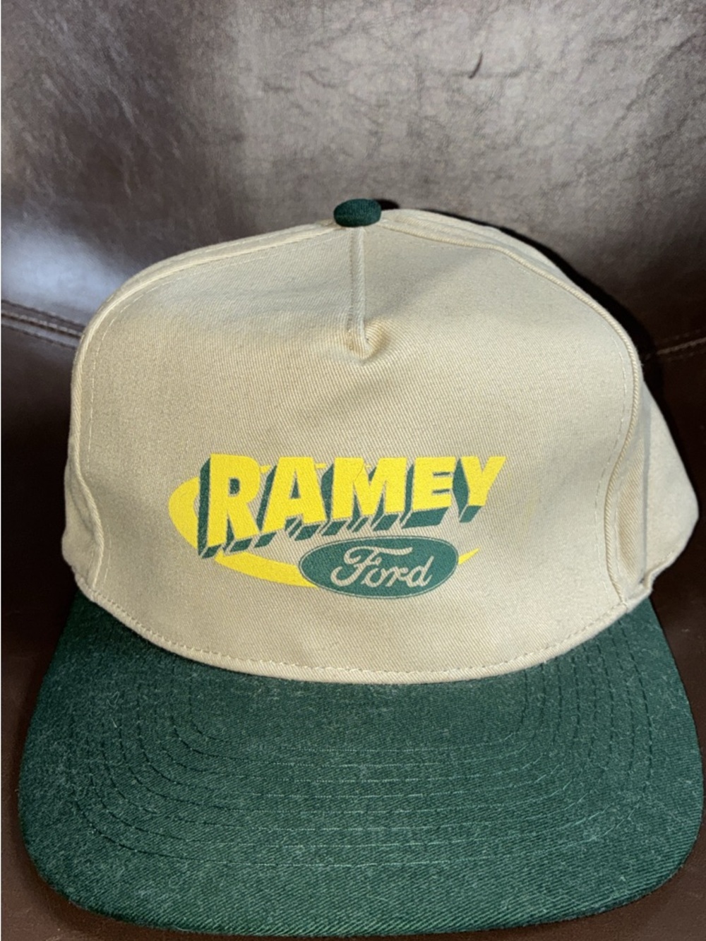 Ford Ramey Two-Tone Beige and Dark Green Baseball Cap